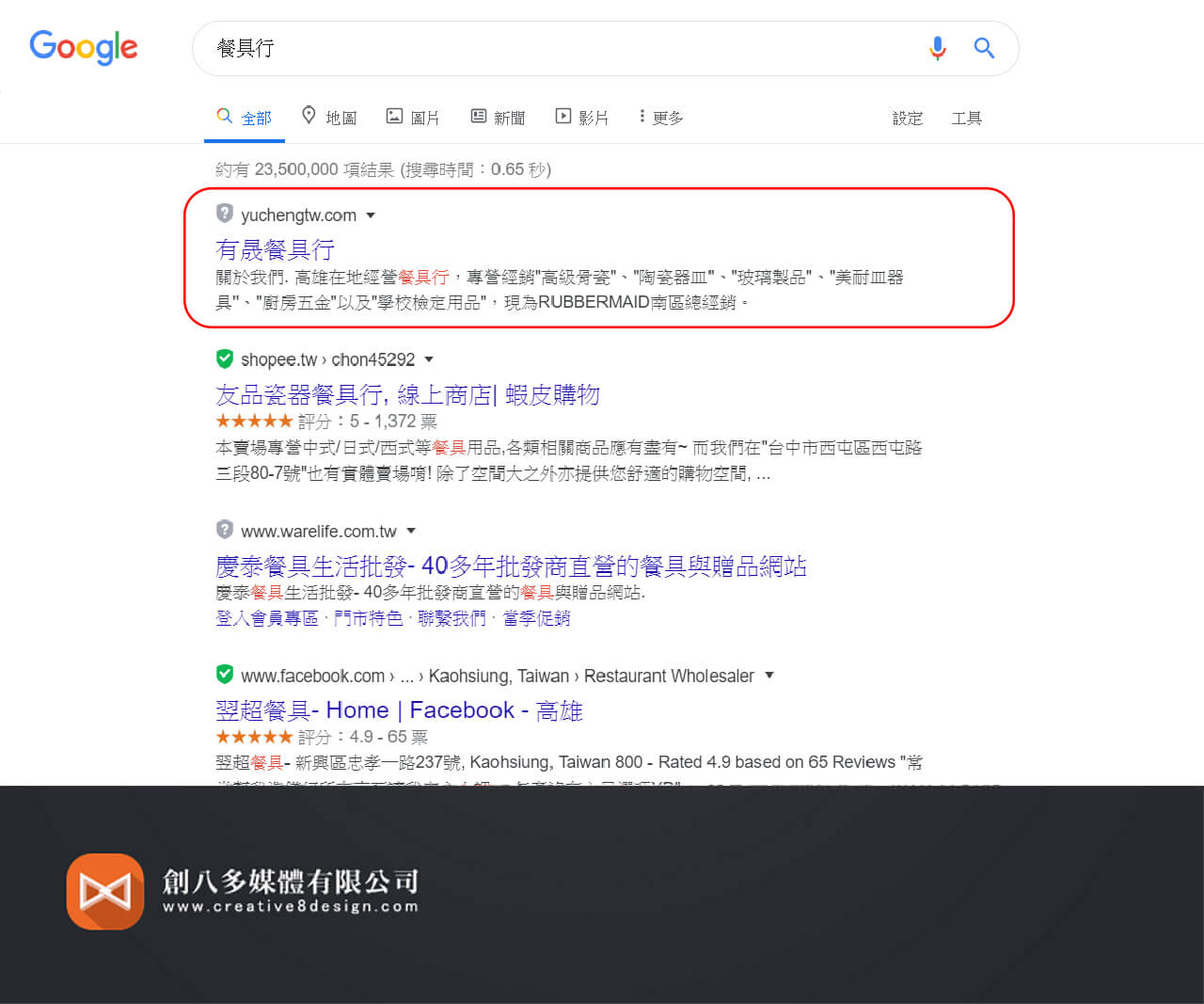 有晟餐具行(SEO案例) - 其他作品 案例
