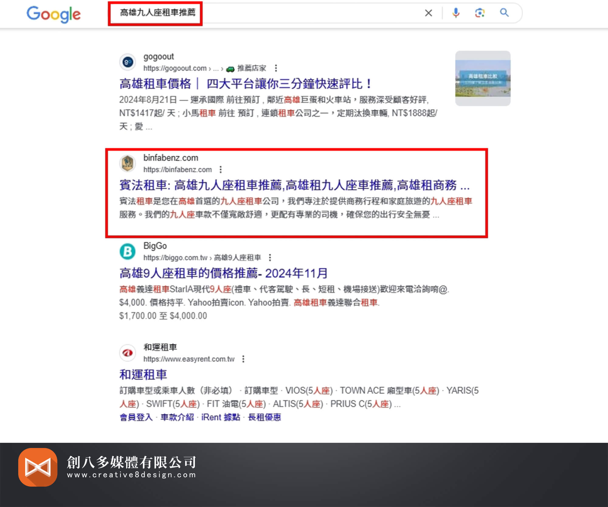 賓法租車(SEO案例) - 其他作品 案例